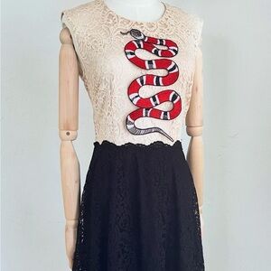 BETSEY Johnson Lace Dress with MAYBE Red Snake Design